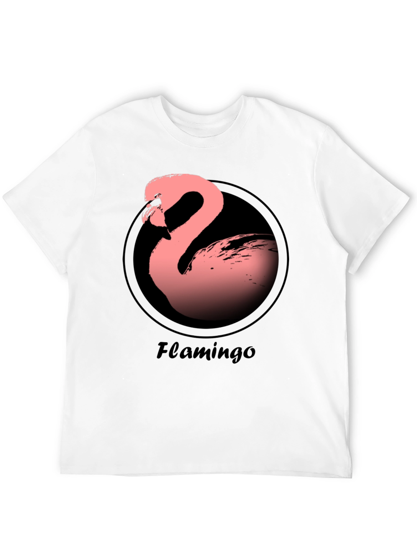 Pink Flamingo Graphic Tee - Black Casual T-Shirt