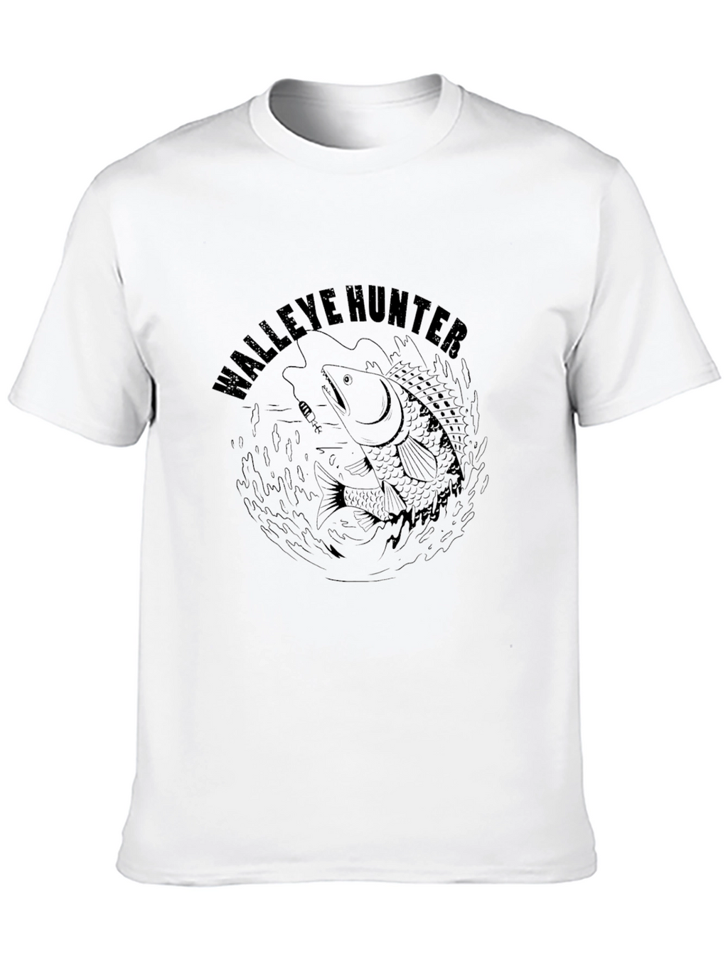 Walleye Hunter Black T-Shirt Fish Graphic Tee