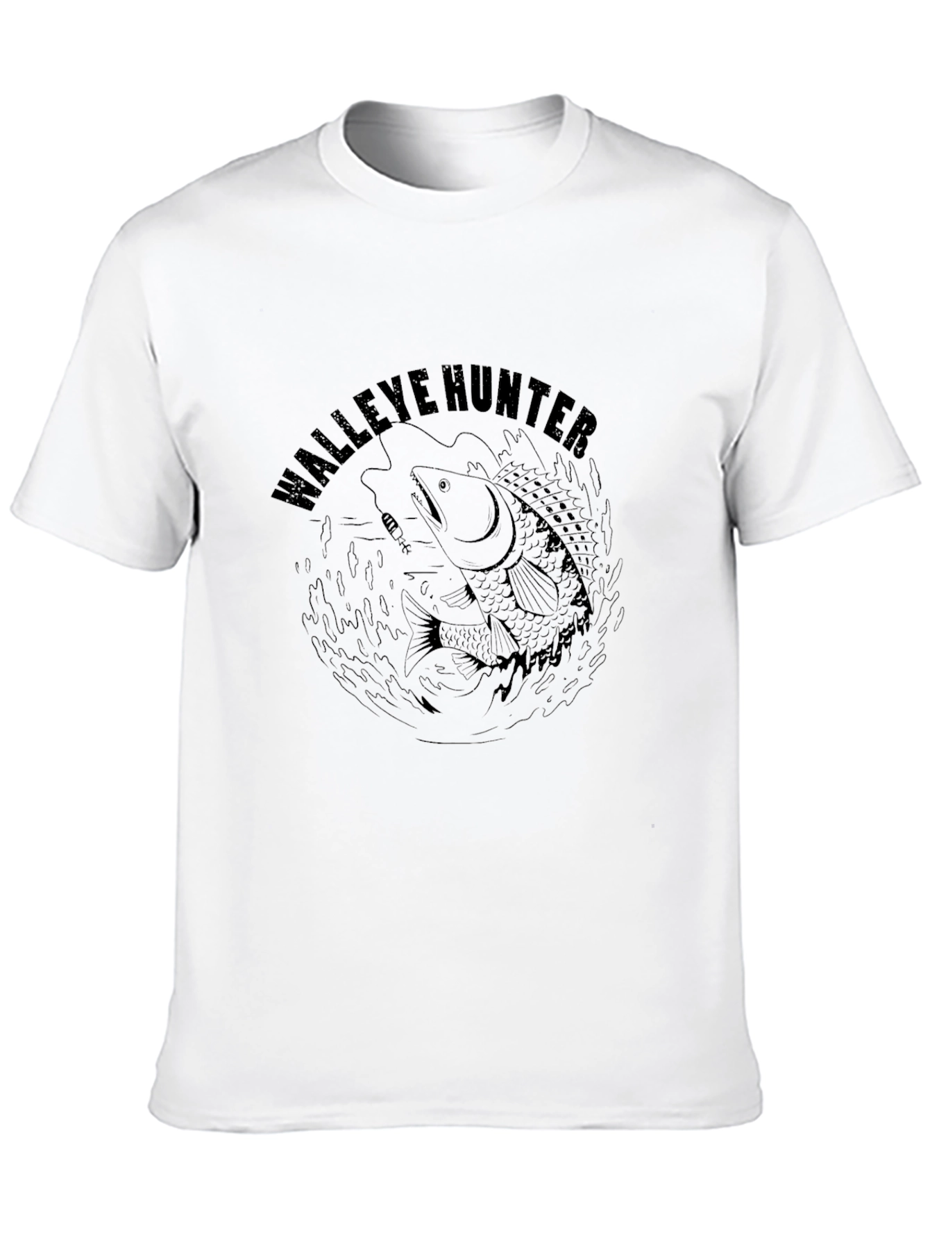Walleye Hunter Black T-Shirt Fish Graphic Tee
