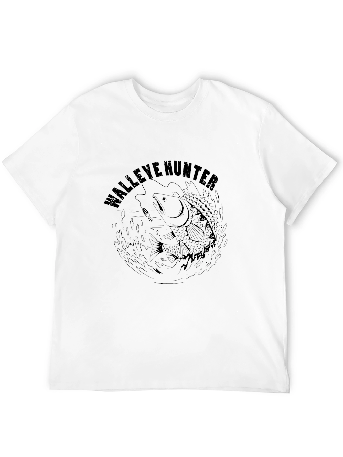 Walleye Hunter Black T-Shirt Fish Graphic Tee