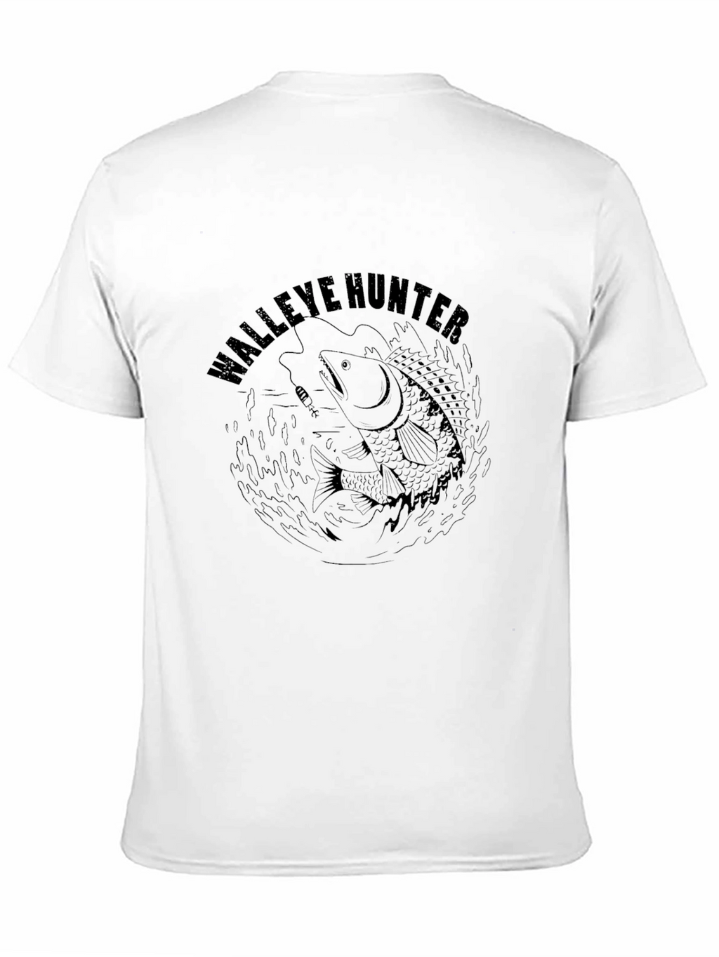 Walleye Hunter Black T-Shirt Fish Graphic Tee