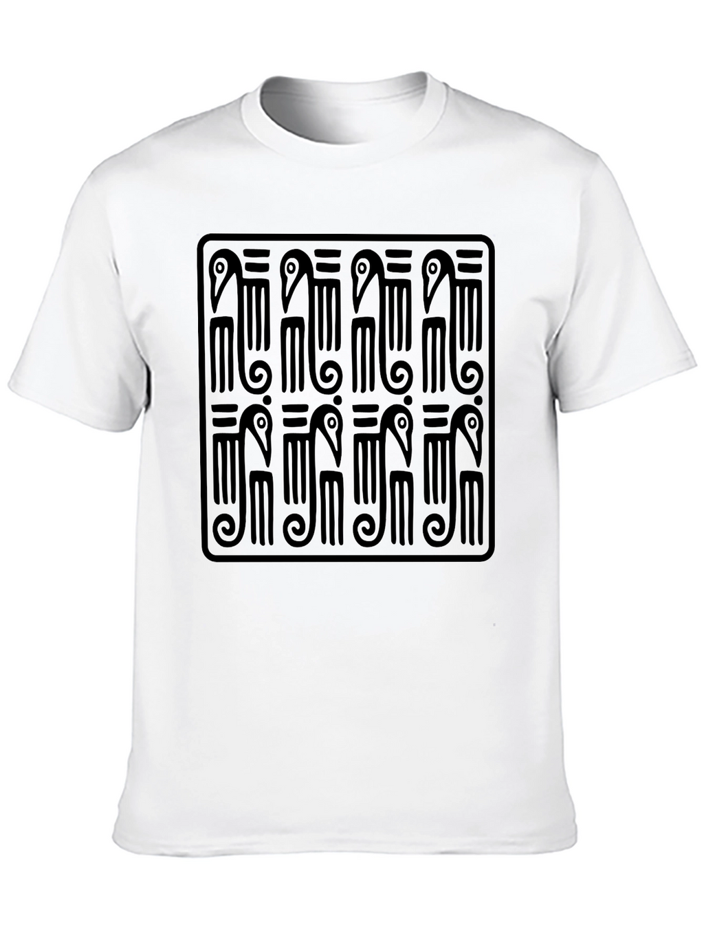 Black T-Shirt with Geometric Bird Design