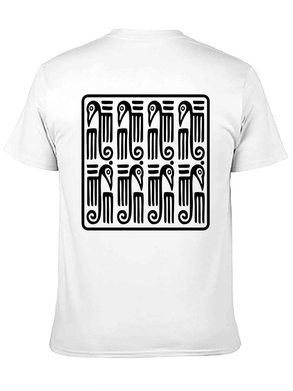 Black T-Shirt with Geometric Bird Design