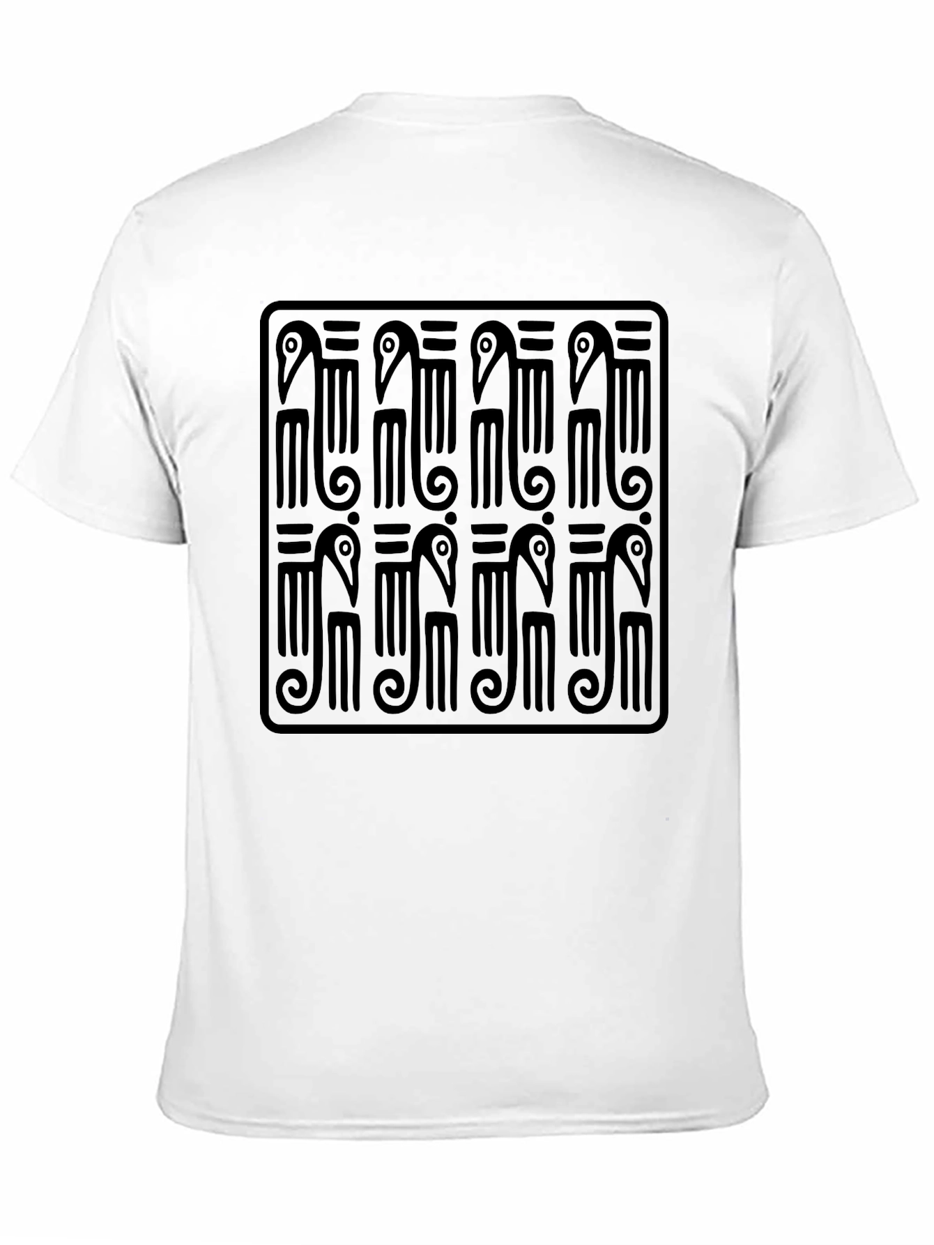 Black T-Shirt with Geometric Bird Design