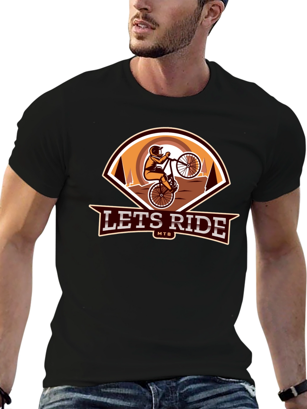 Lets Ride MTB Black Graphic Tee