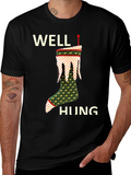 Well Hung Christmas Stocking T-Shirt Funny Holiday Tee