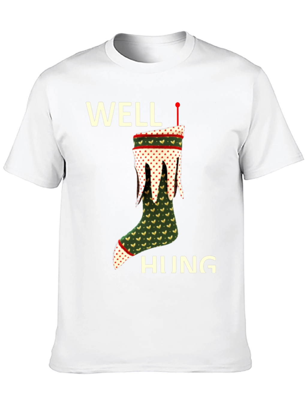 Well Hung Christmas Stocking T-Shirt Funny Holiday Tee