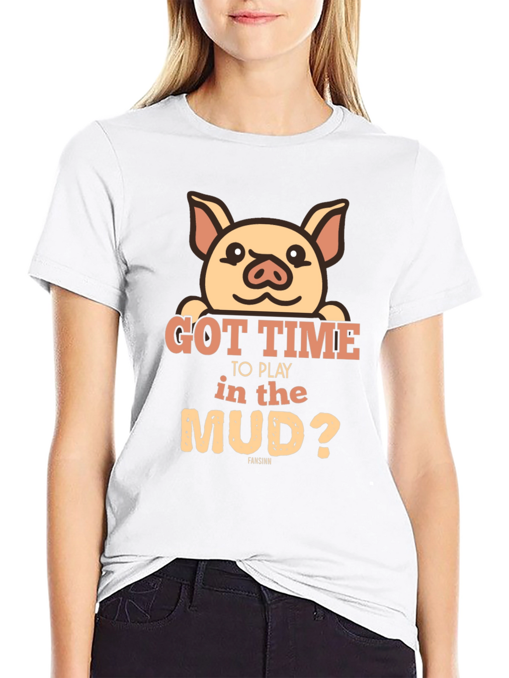 Pig Got Time To Play In Mud Black T-Shirt