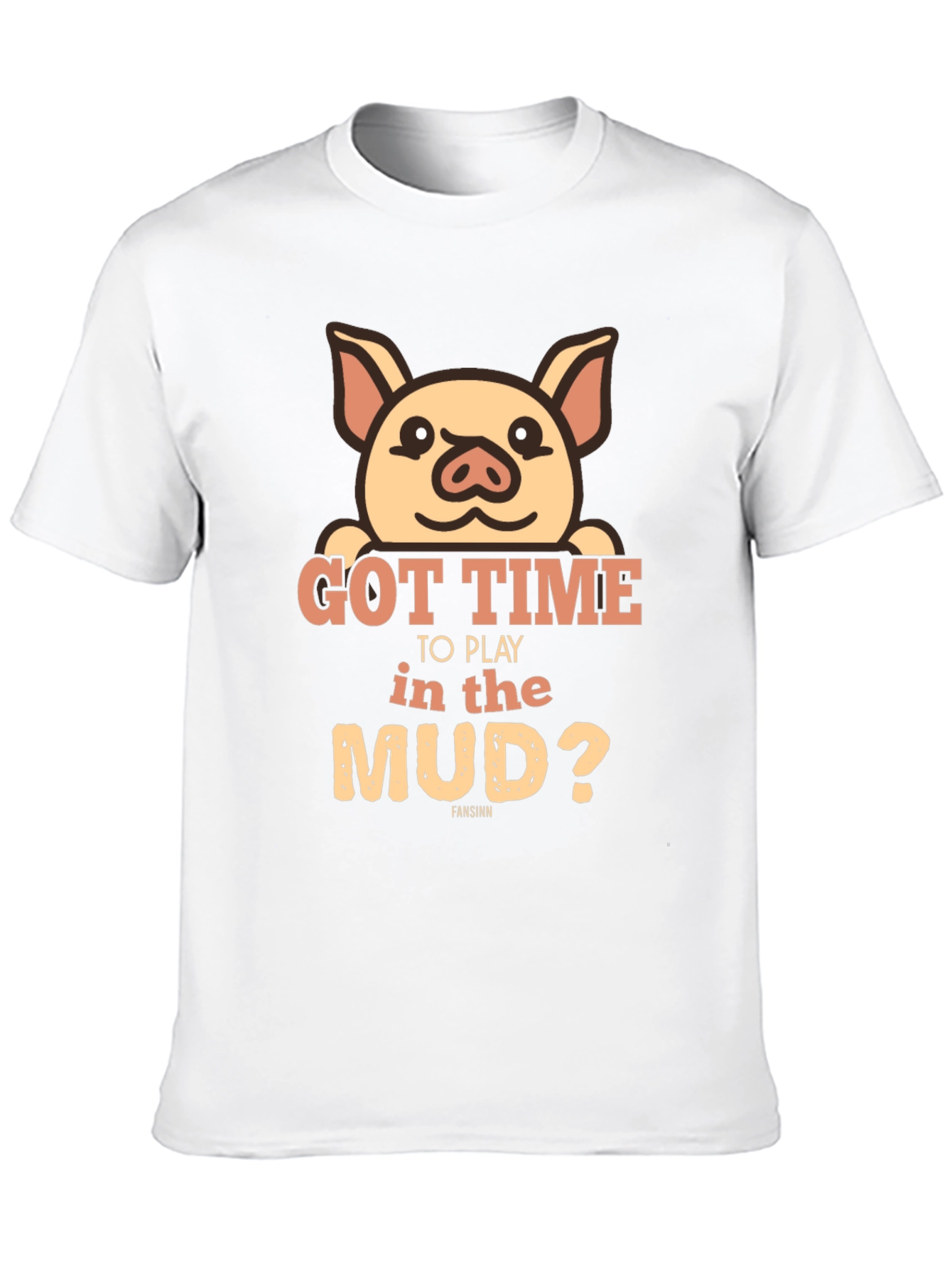 Pig Got Time To Play In Mud Black T-Shirt