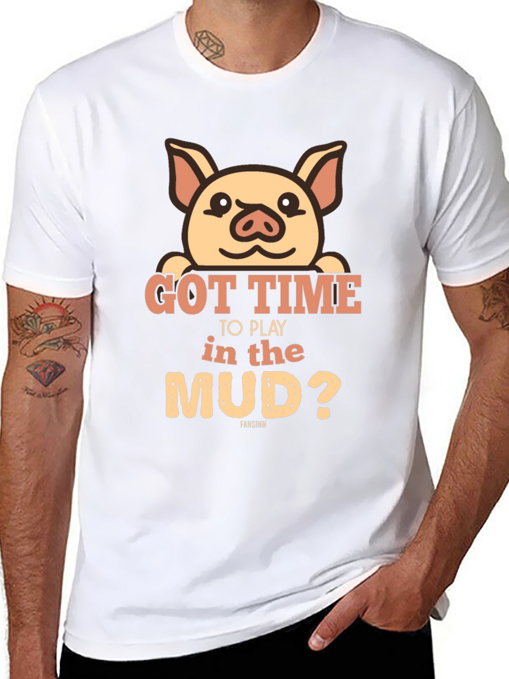 Pig Got Time To Play In Mud Black T-Shirt