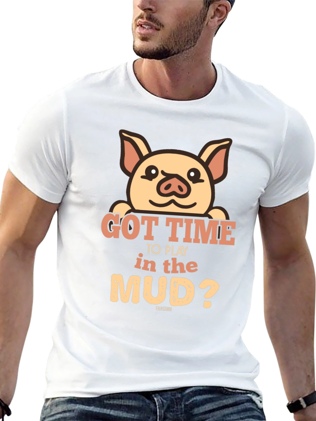 Pig Got Time To Play In Mud Black T-Shirt