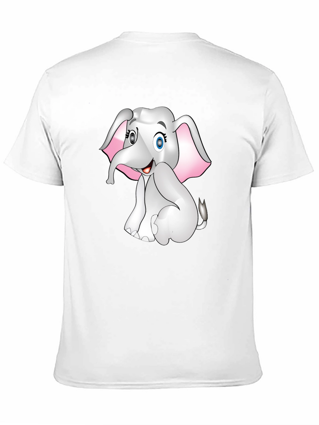 Cute Cartoon Elephant Graphic Print Tee - Black