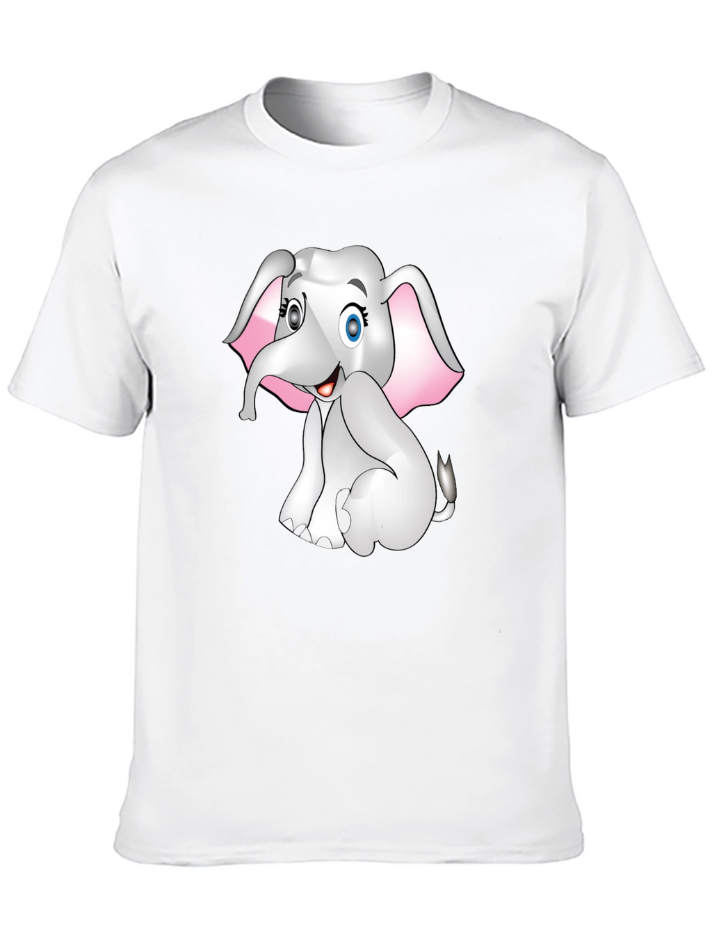 Cute Cartoon Elephant Graphic Print Tee - Black