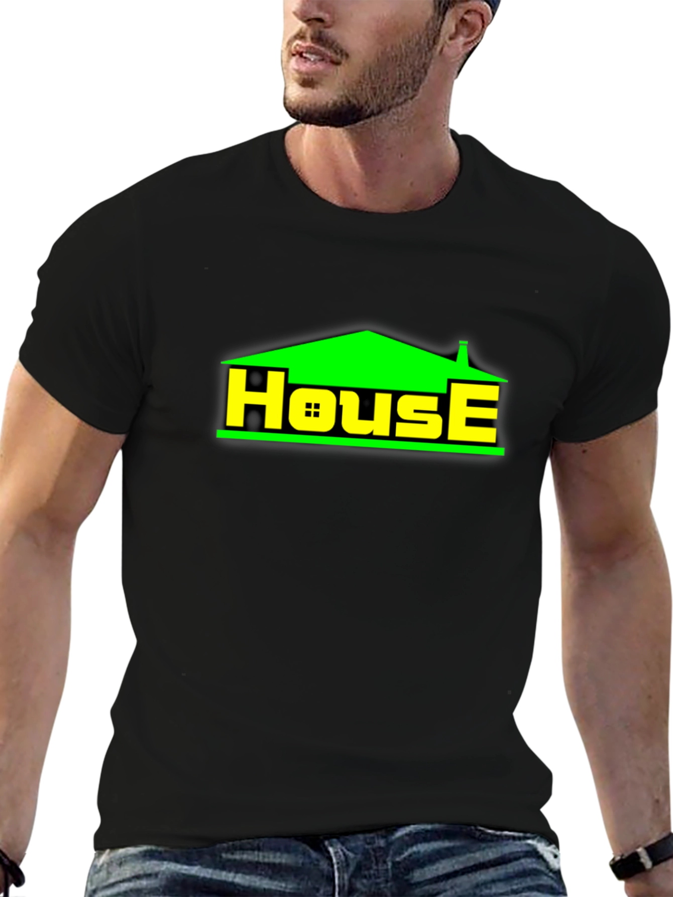House Graphic T-Shirt - Black Casual Tee