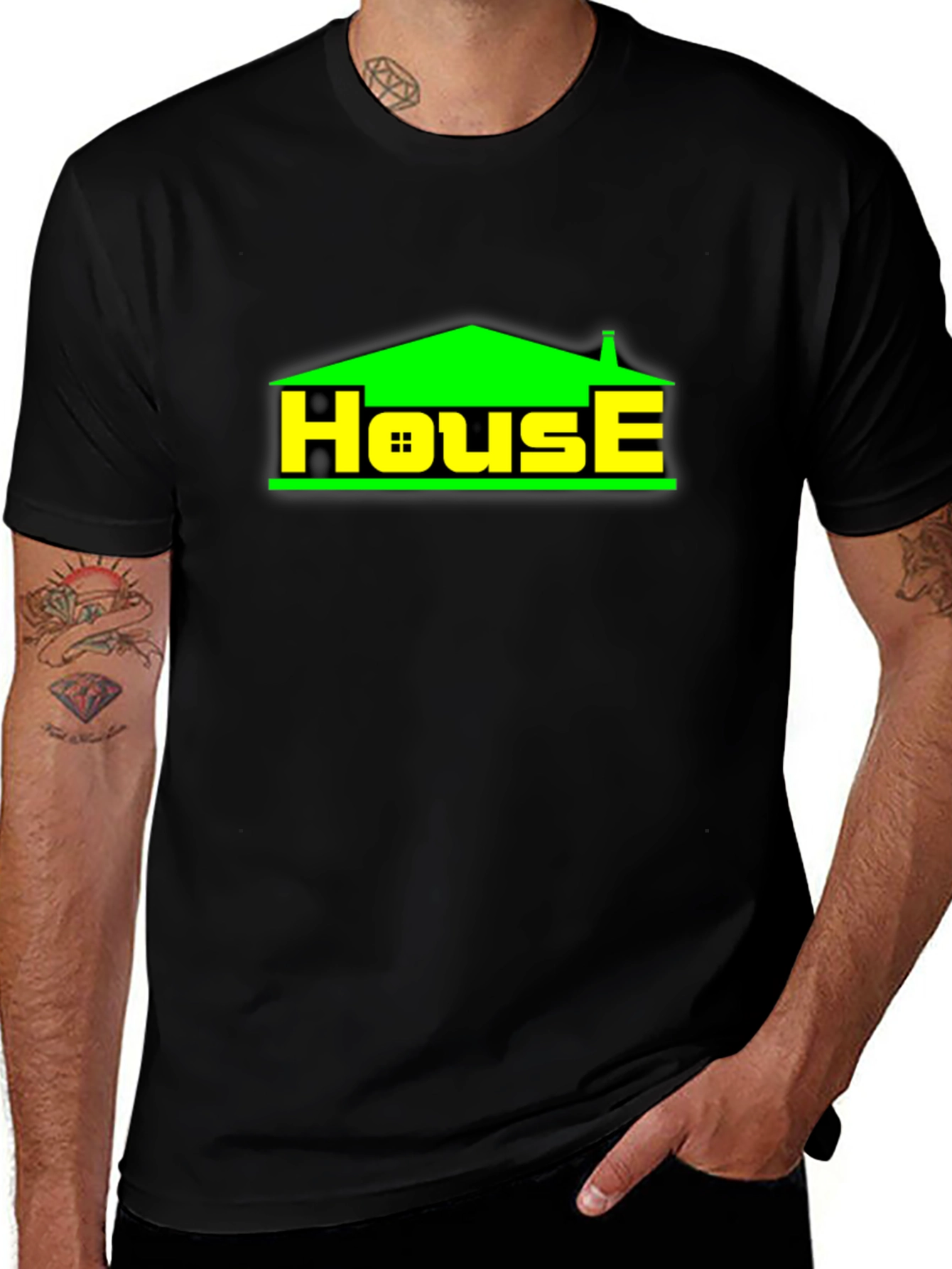 House Graphic T-Shirt - Black Casual Tee