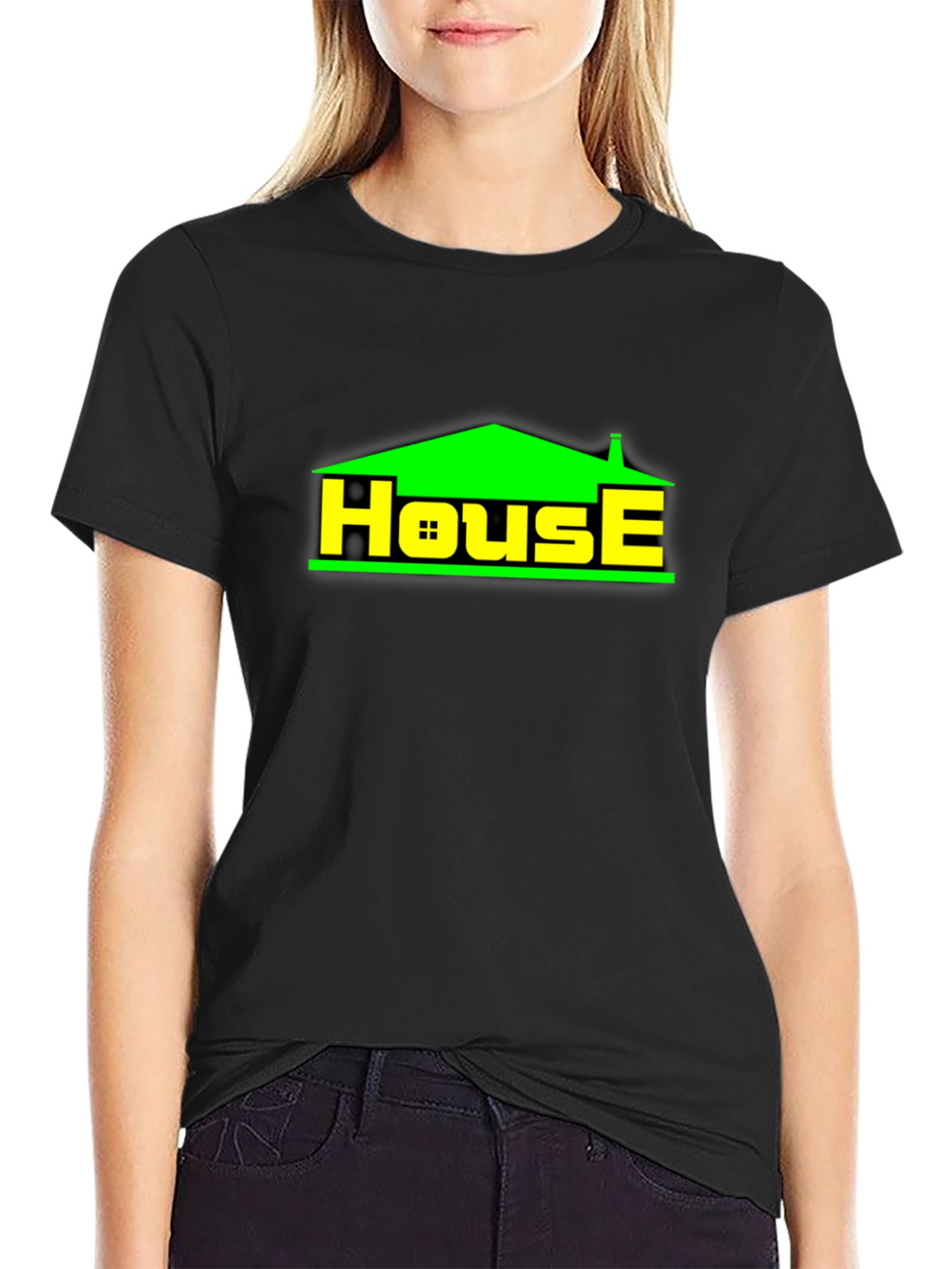House Graphic T-Shirt - Black Casual Tee