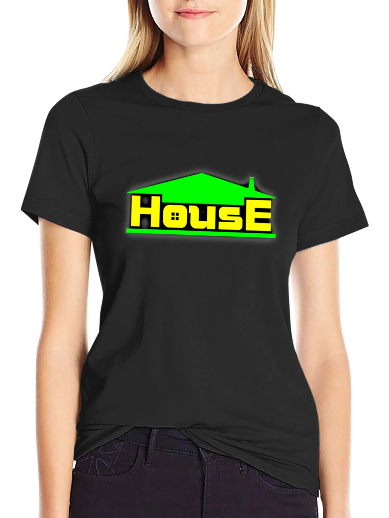 House Graphic T-Shirt - Black Casual Tee