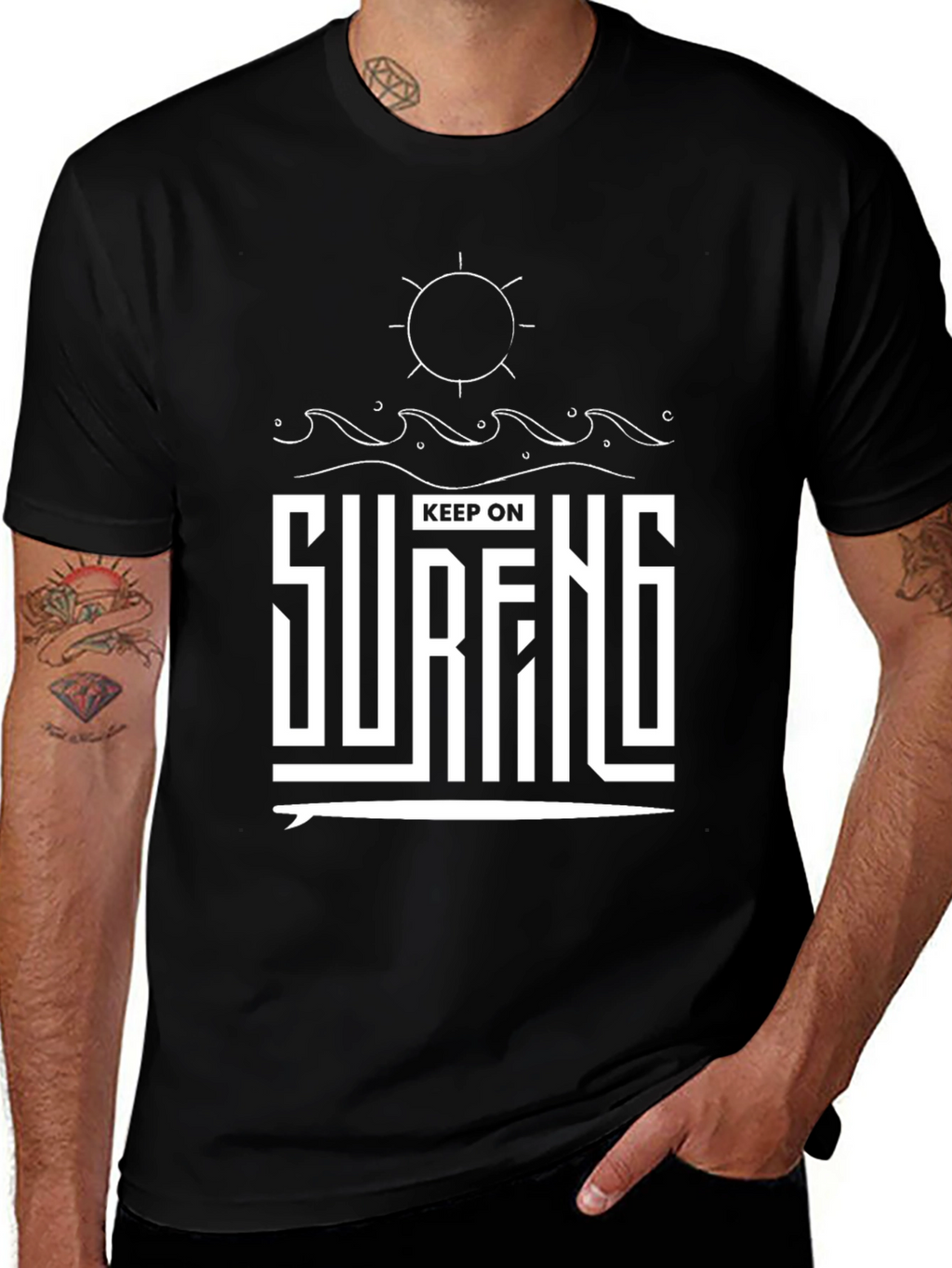 Keep On Surfing Graphic Tee - Black