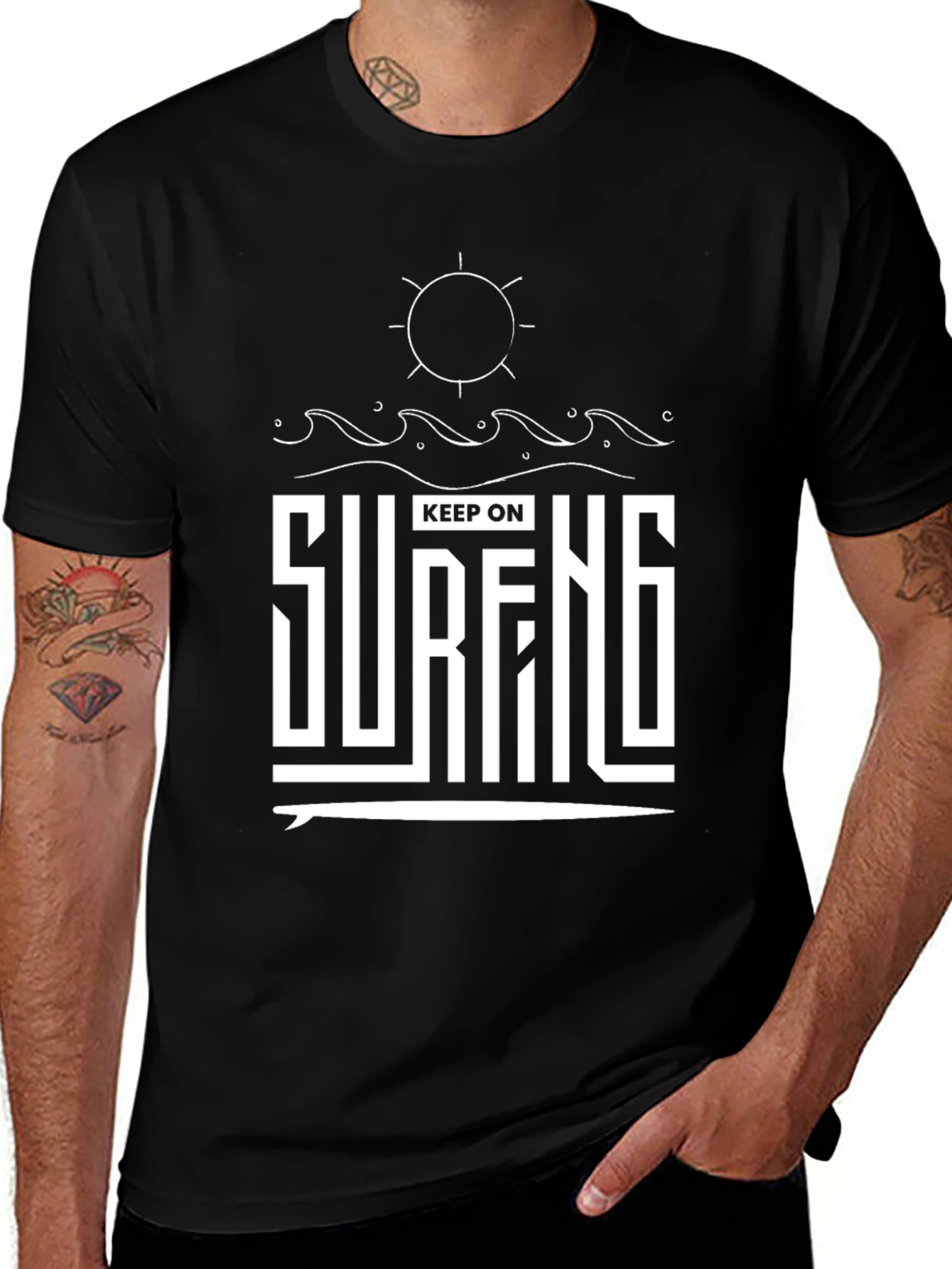 Keep On Surfing Graphic Tee - Black