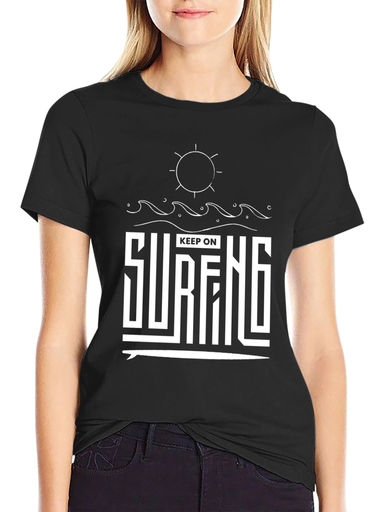 Keep On Surfing Graphic Tee - Black