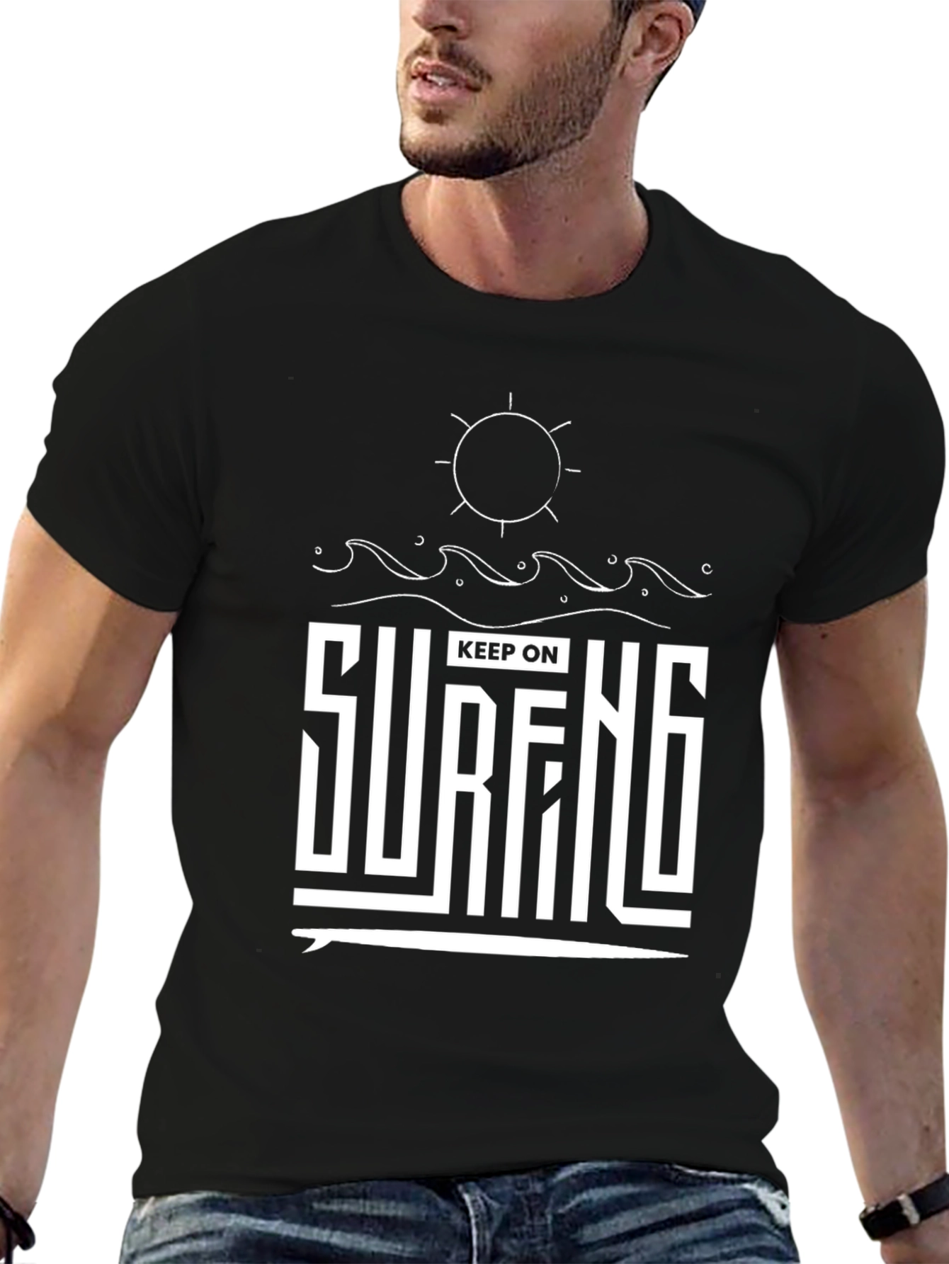 Keep On Surfing Graphic Tee - Black