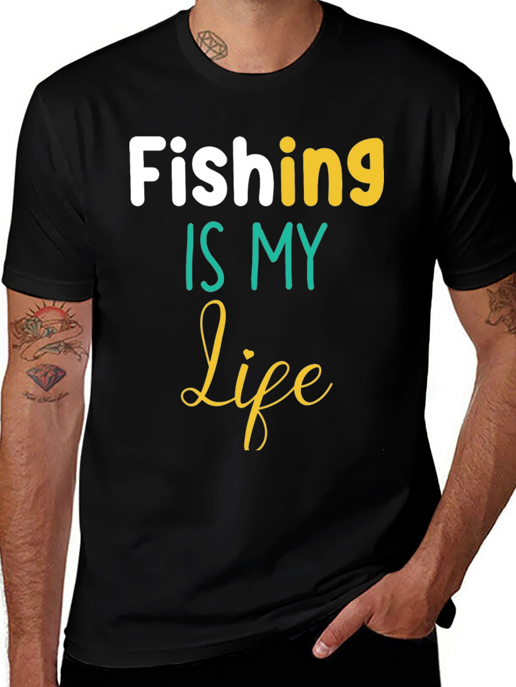 Fishing Is My Life Black T-Shirt
