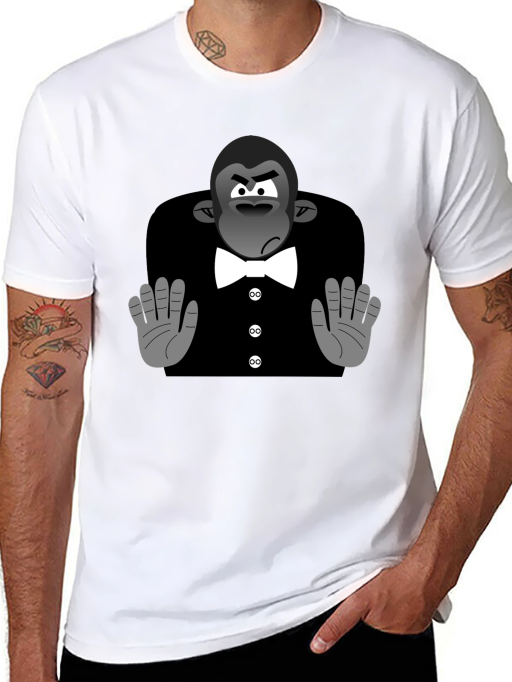 Cartoon Gorilla Tuxedo T-Shirt