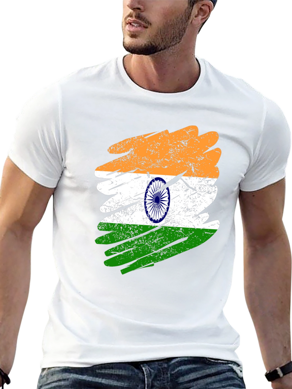 India Flag Brush Stroke Graphic T-Shirt