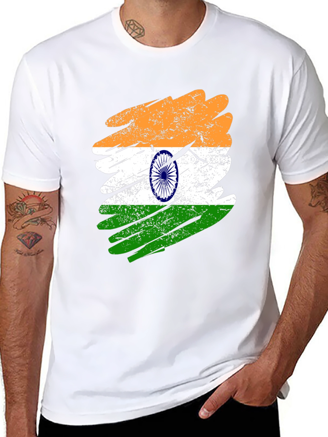 India Flag Brush Stroke Graphic T-Shirt