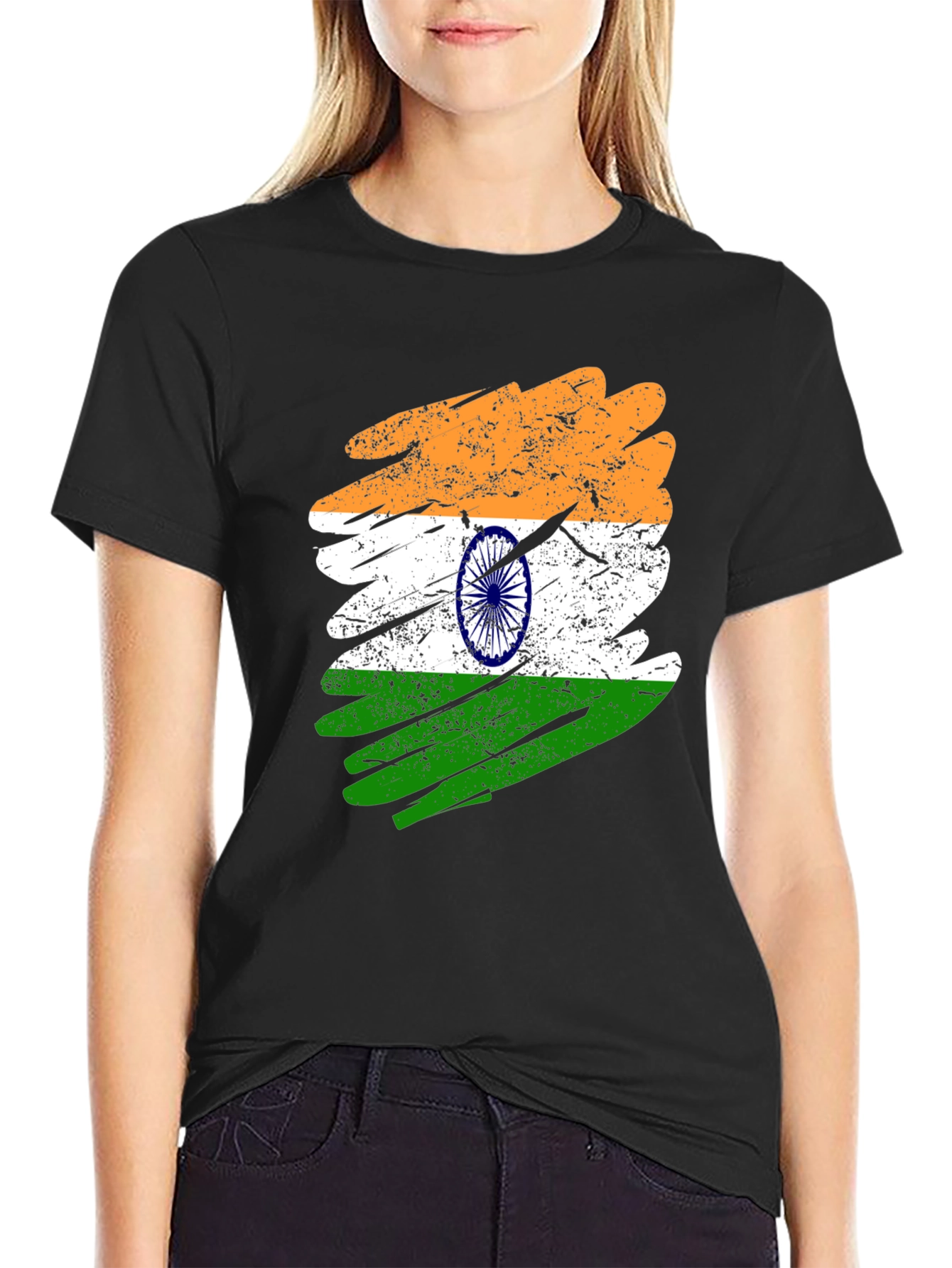 India Flag Brush Stroke Graphic T-Shirt
