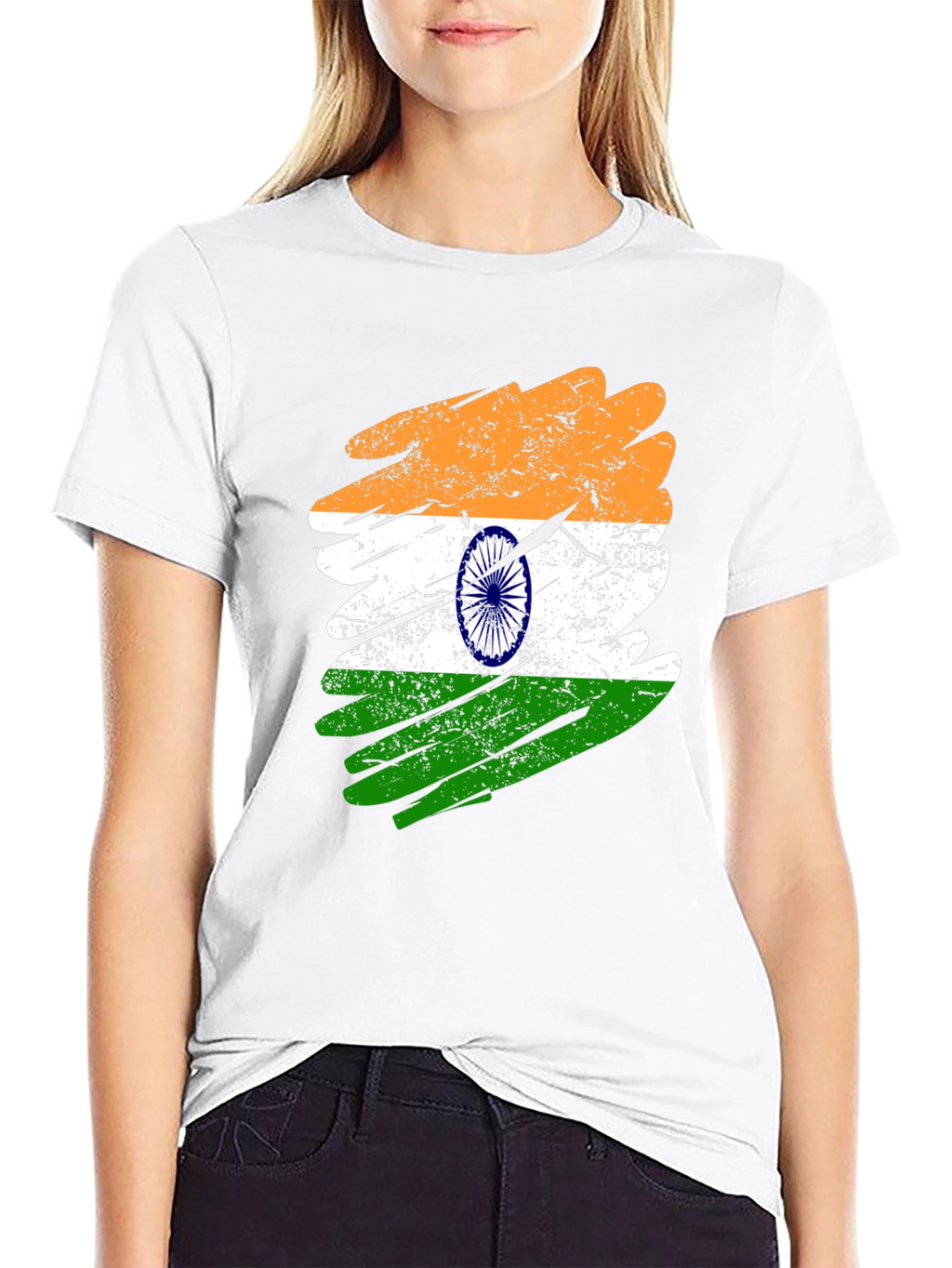 India Flag Brush Stroke Graphic T-Shirt