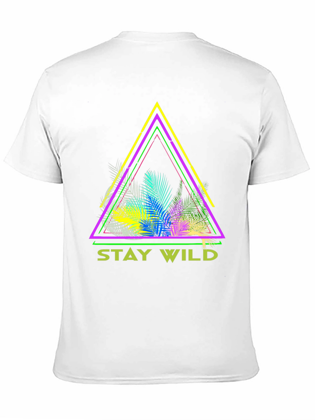 Stay Wild Graphic Tee - Neon Tropical Triangle Design