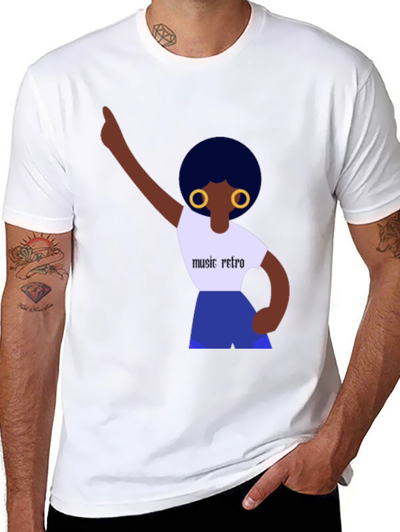 Retro Music Graphic Tee - Black Cotton Shirt