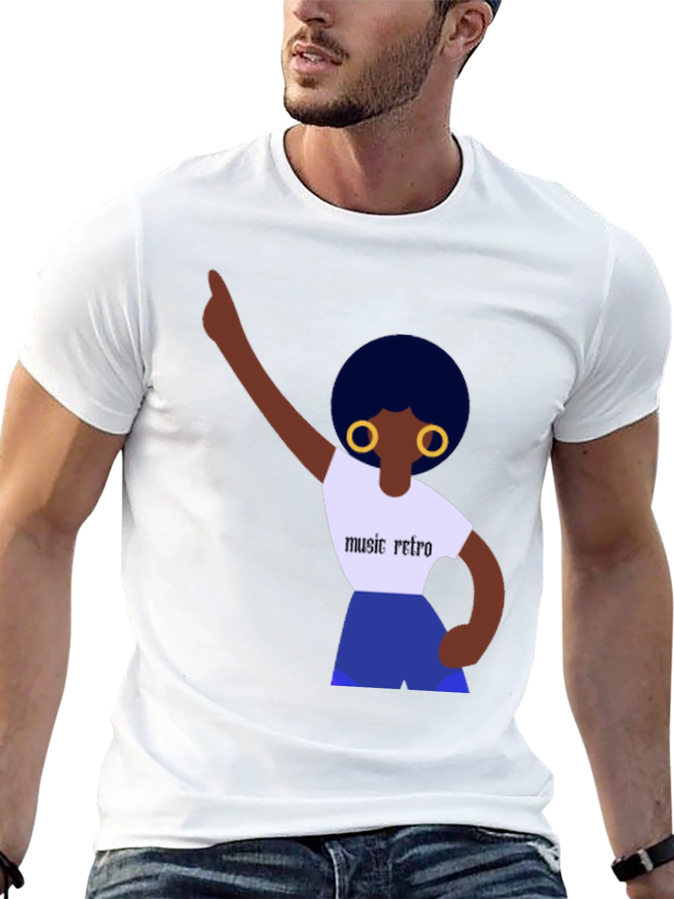 Retro Music Graphic Tee - Black Cotton Shirt