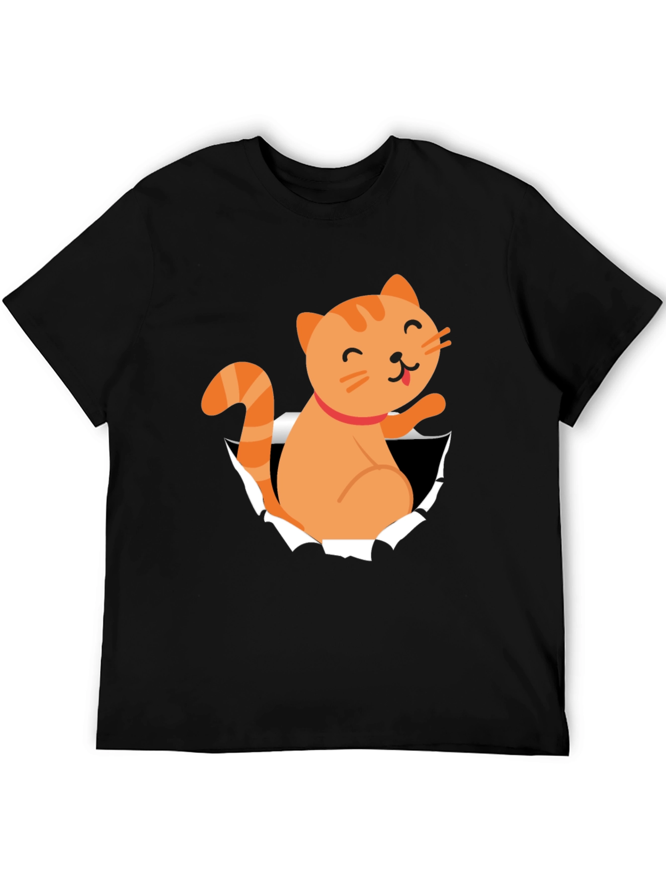 Cute Cat Peeking Through T-Shirt Fun Graphic Tee