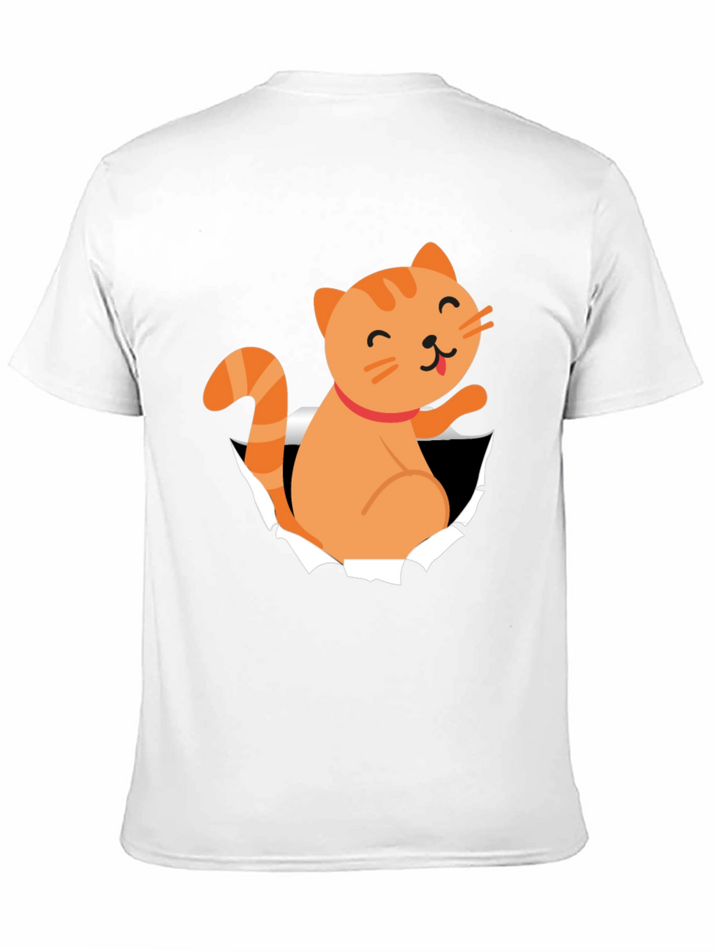 Cute Cat Peeking Through T-Shirt Fun Graphic Tee