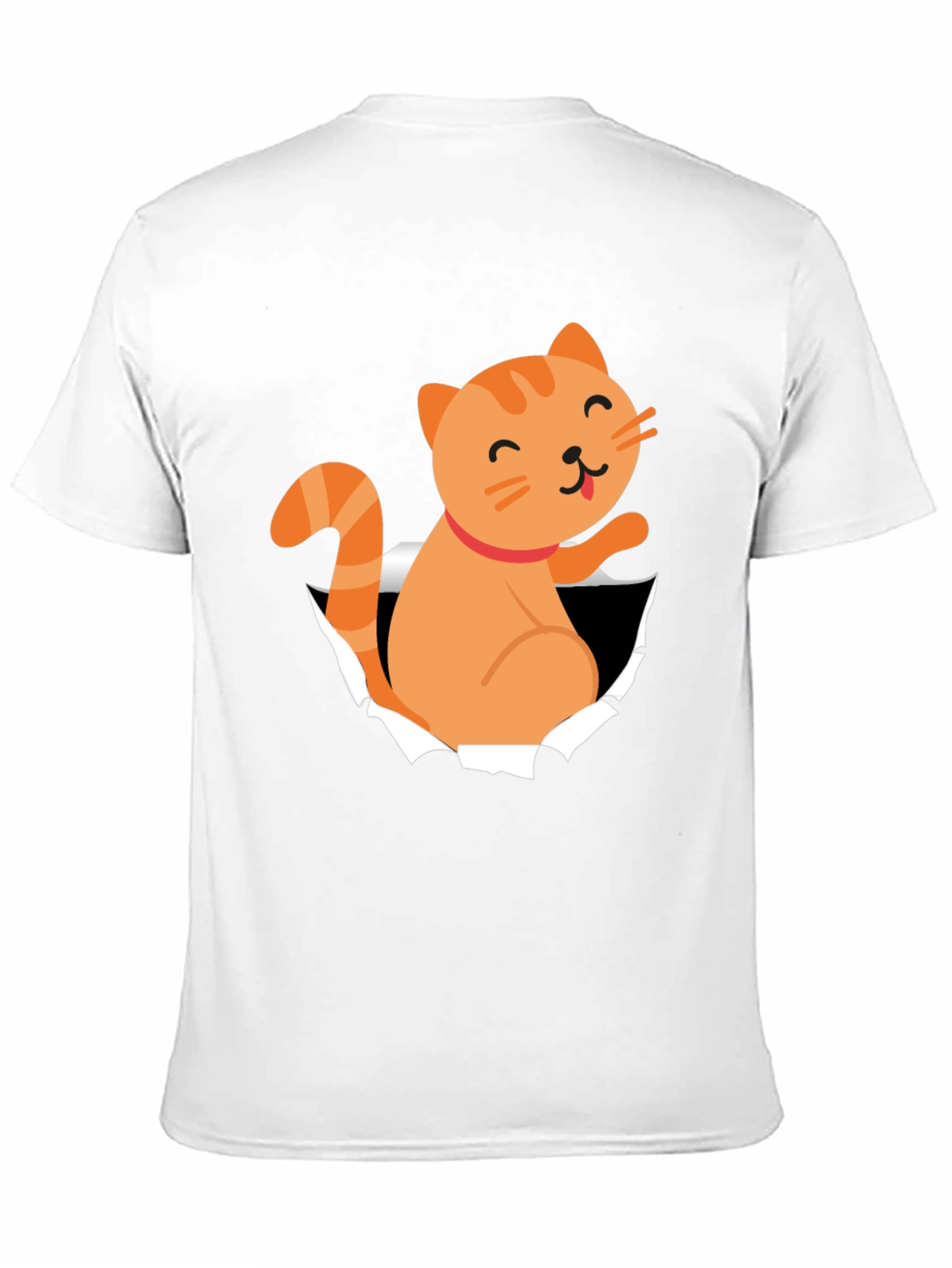 Cute Cat Peeking Through T-Shirt Fun Graphic Tee