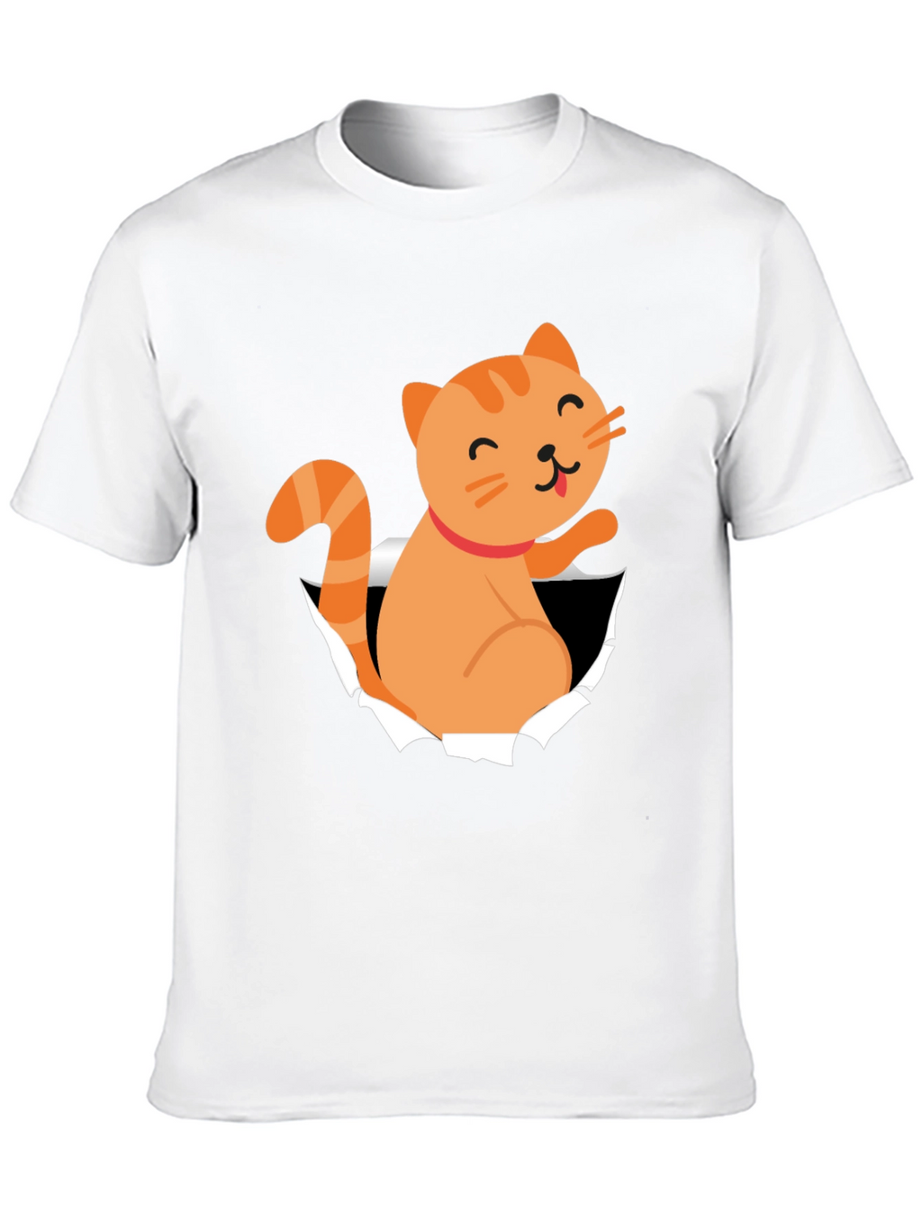 Cute Cat Peeking Through T-Shirt Fun Graphic Tee