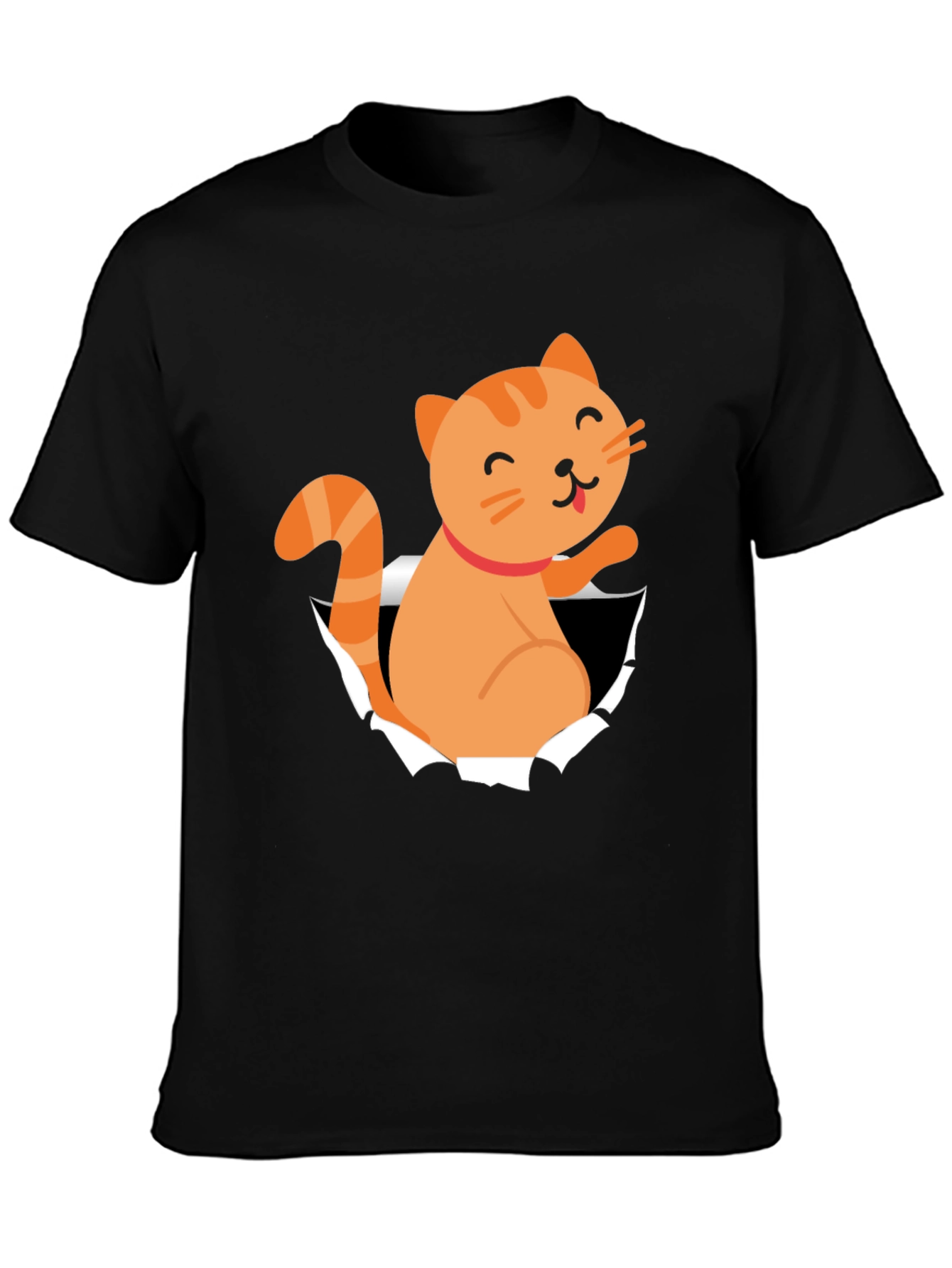 Cute Cat Peeking Through T-Shirt Fun Graphic Tee