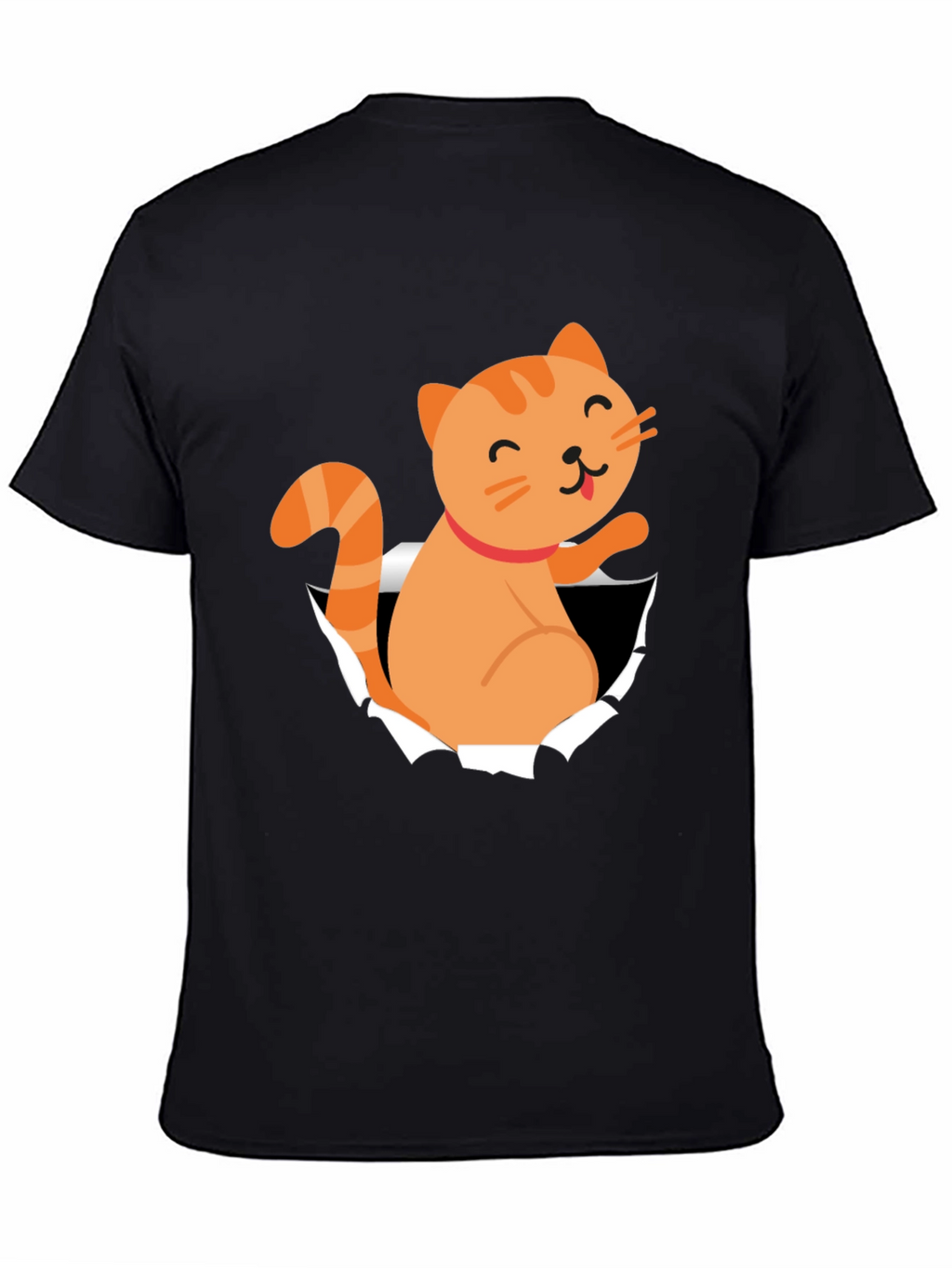 Cute Cat Peeking Through T-Shirt Fun Graphic Tee