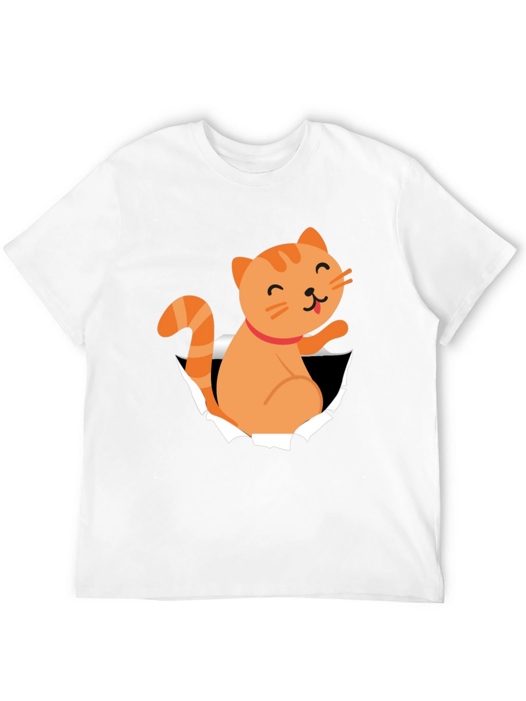 Cute Cat Peeking Through T-Shirt Fun Graphic Tee