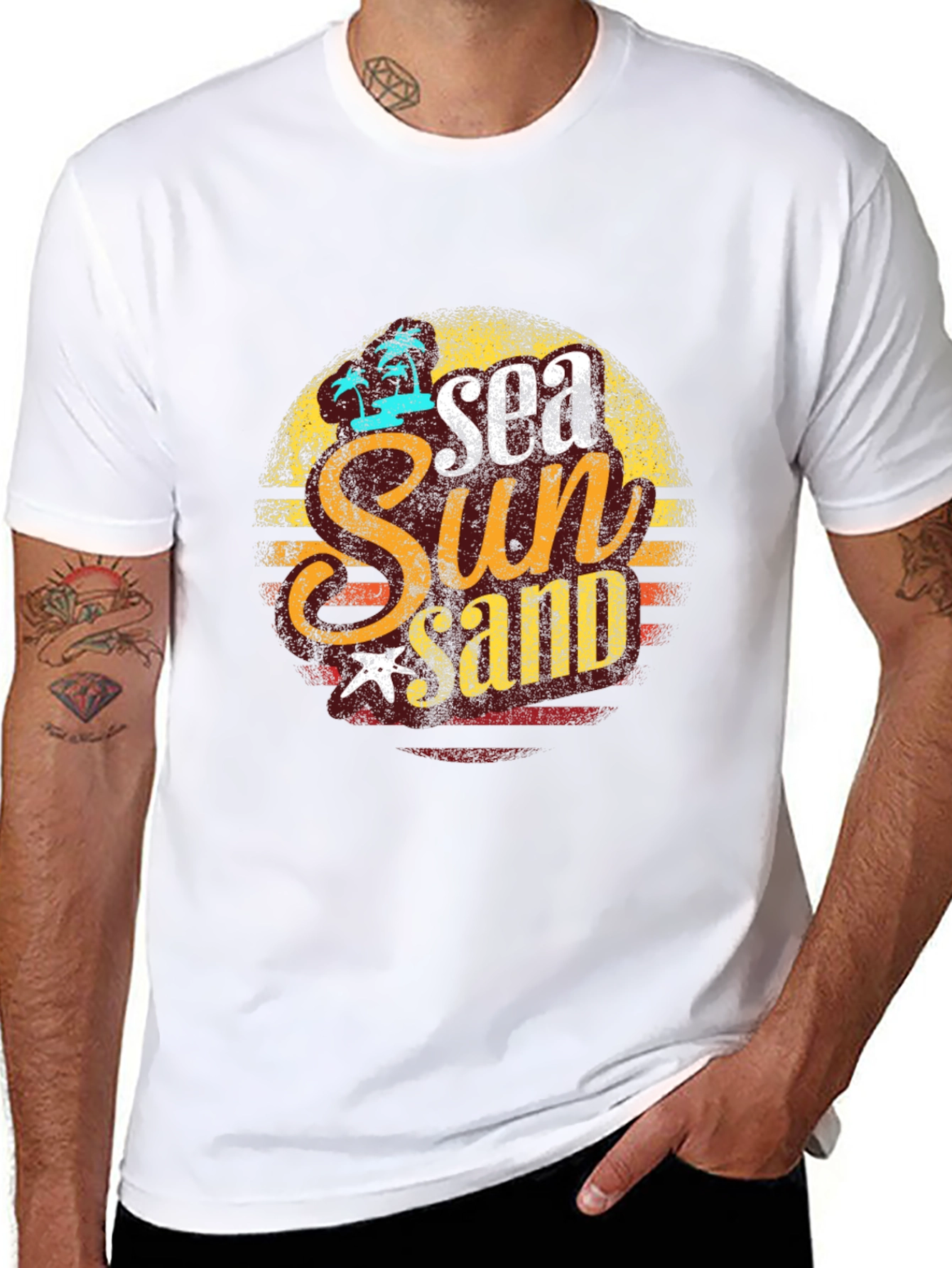 Retro Sea Sun Sand Graphic T-Shirt