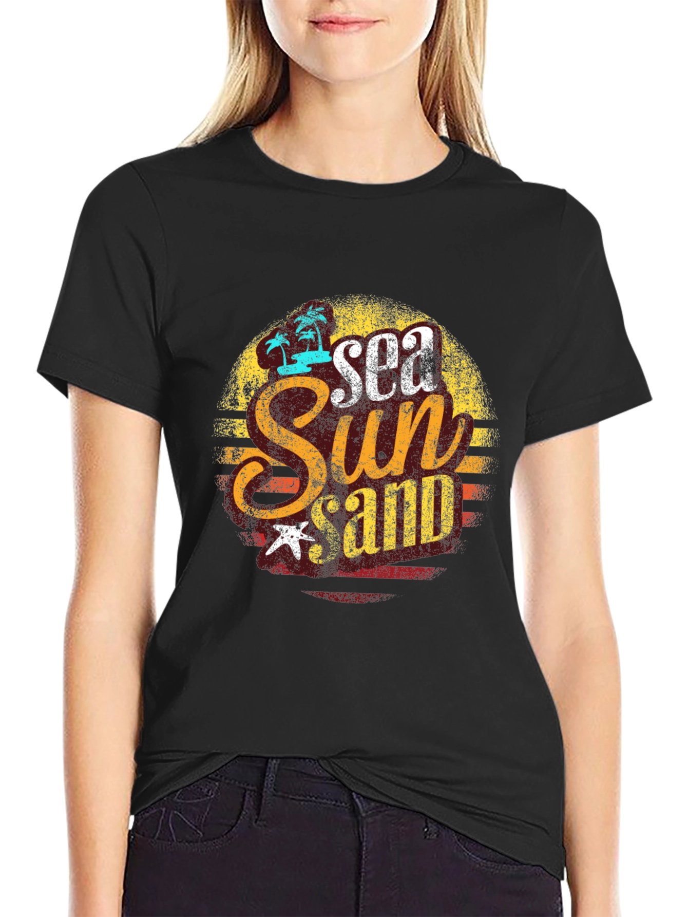 Retro Sea Sun Sand Graphic T-Shirt