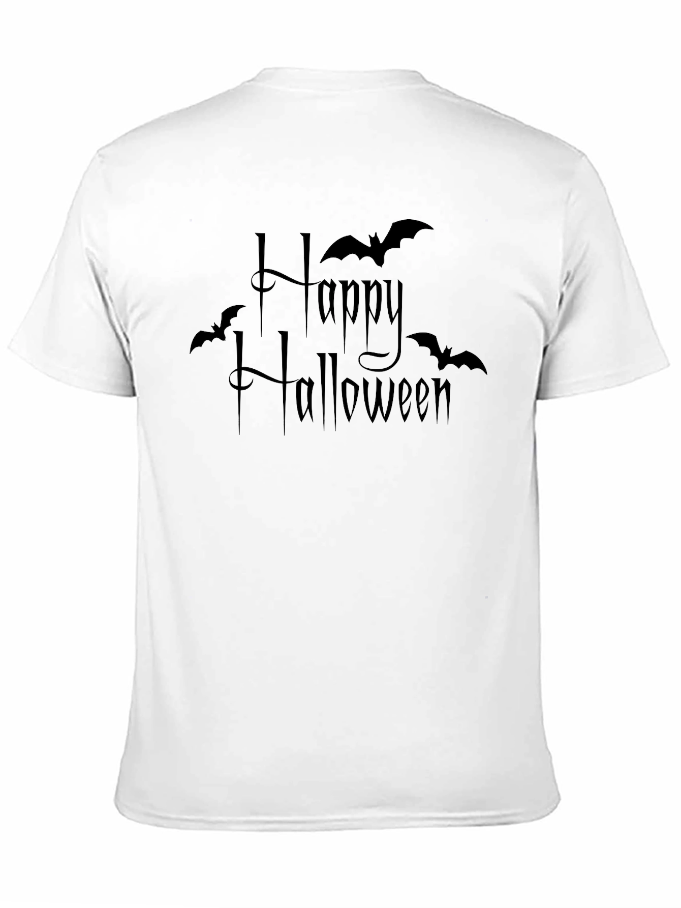 Happy Halloween Bat Graphic Tee - Black