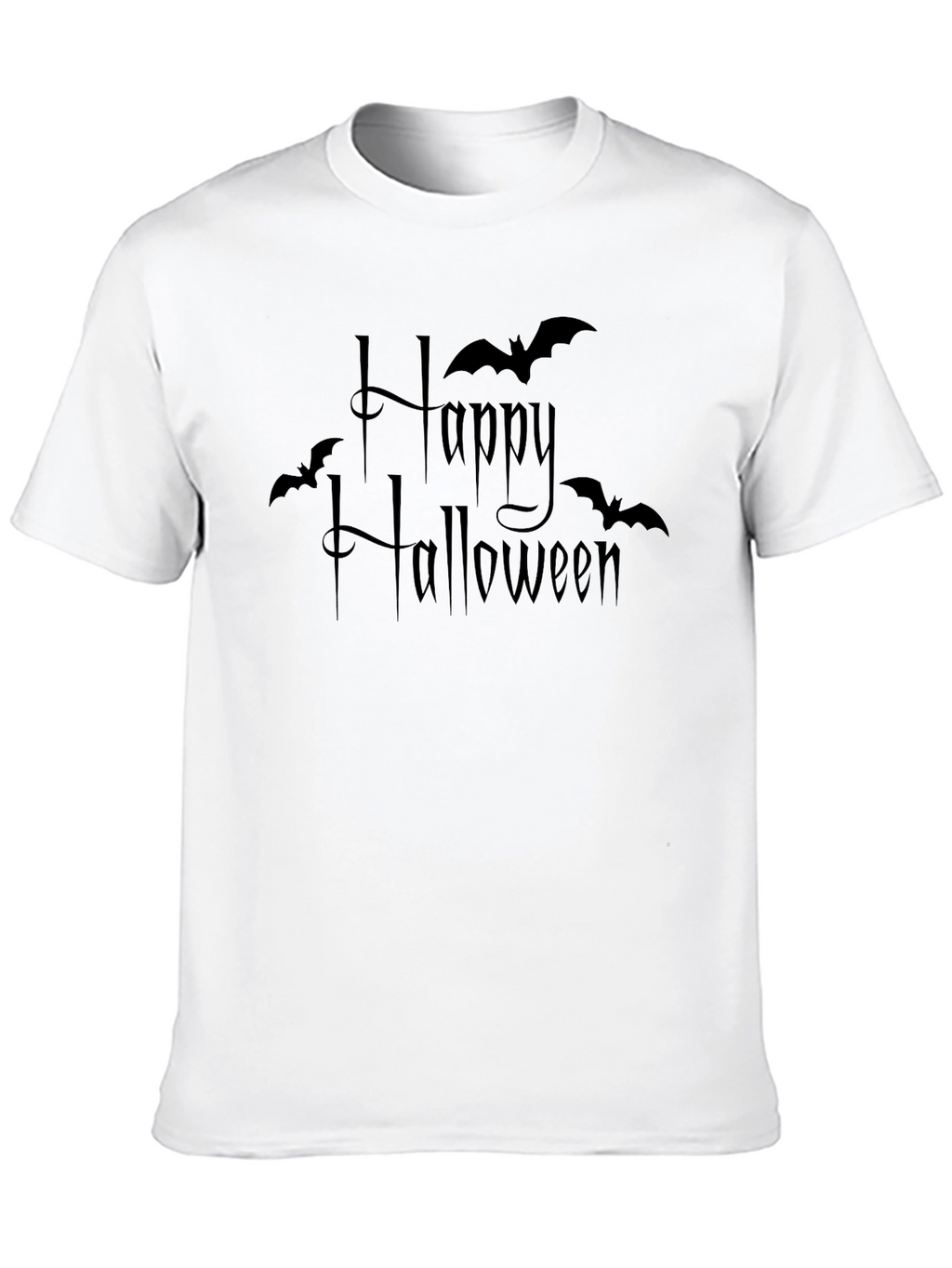 Happy Halloween Bat Graphic Tee - Black