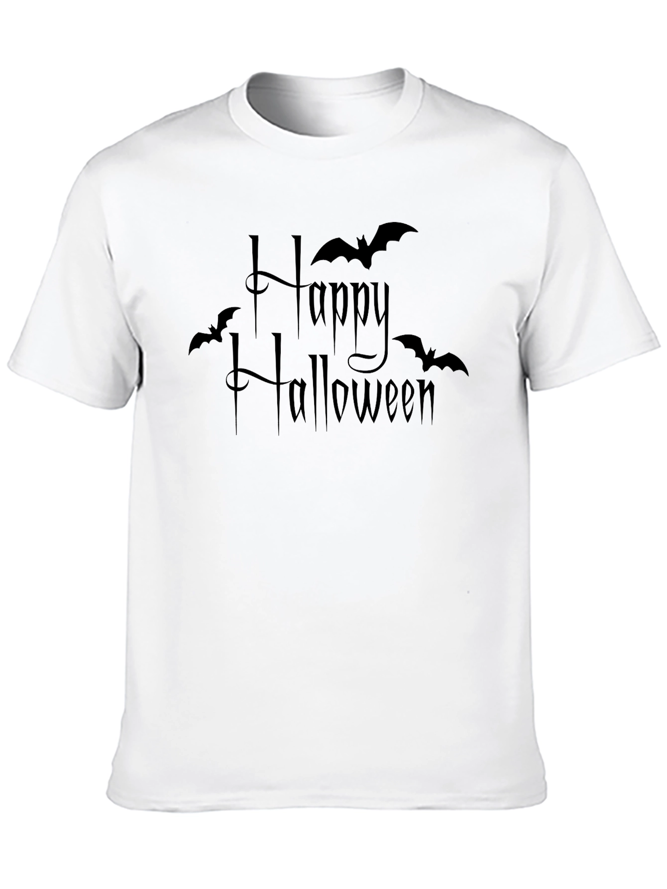 Happy Halloween Bat Graphic Tee - Black