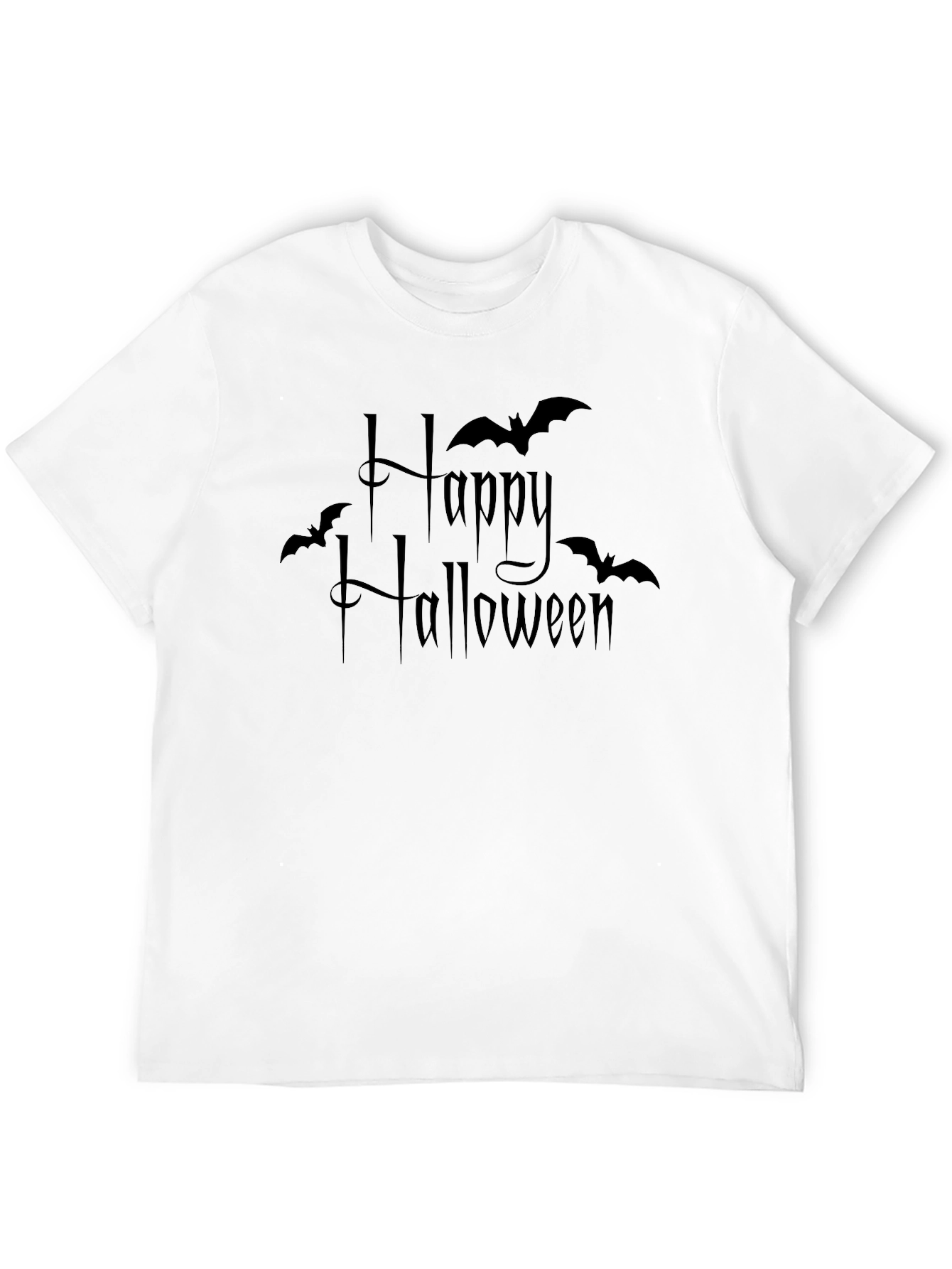Happy Halloween Bat Graphic Tee - Black
