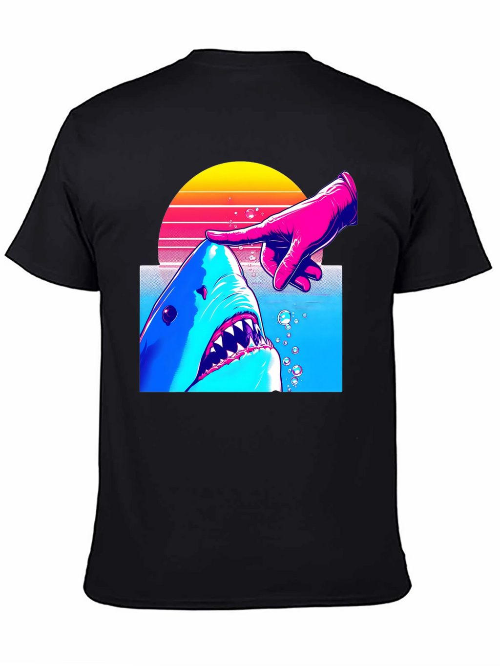 Shark and Finger Graphic Tee - Retro Style