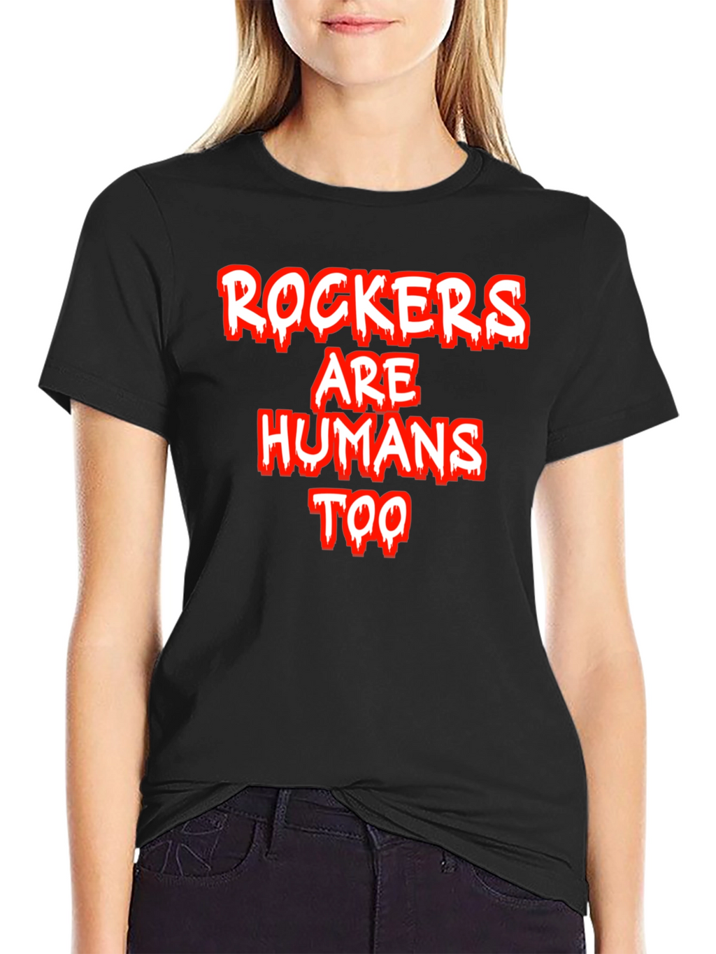 Rockers Are Humans Too Graphic Tee - Black Cotton