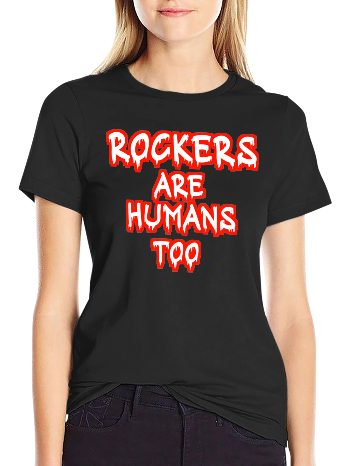 Rockers Are Humans Too Graphic Tee - Black Cotton